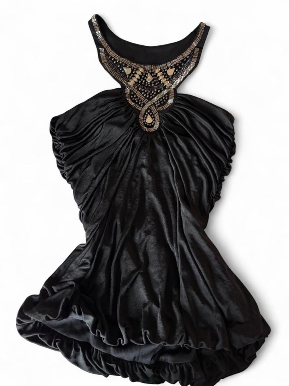 Studio Y Black Beaded Halter Top with Metallic Accents